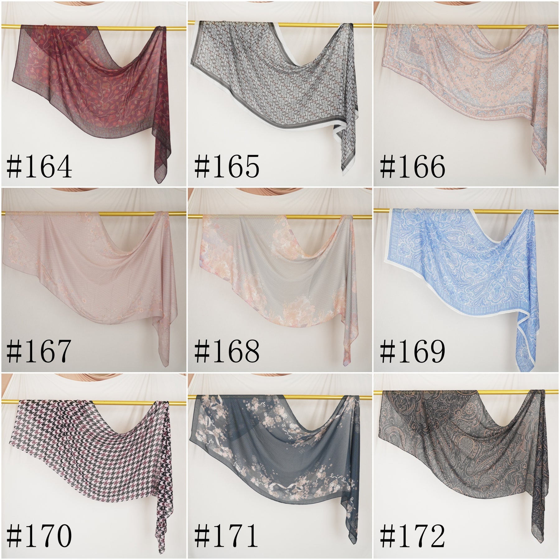 DL001  Modal printed hijab with square corners and rolled hem