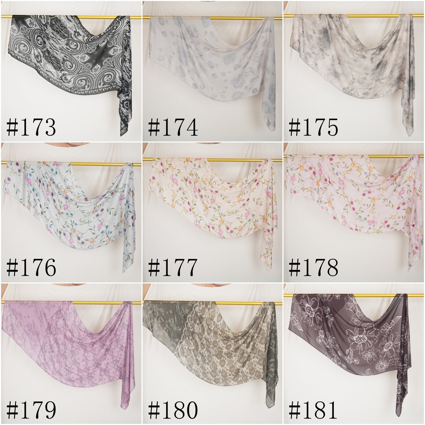 DL001  Modal printed hijab with square corners and rolled hem