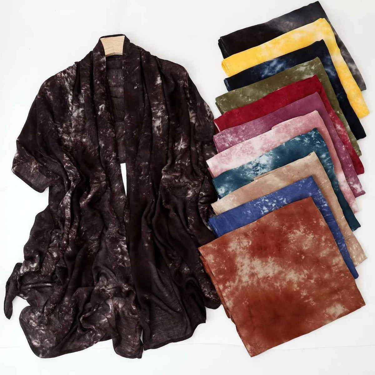 SS005 Tie-Dye Printed Modal Hijab with Double-Stitch Detail