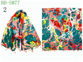 MYP049  Beach leaf print scarf