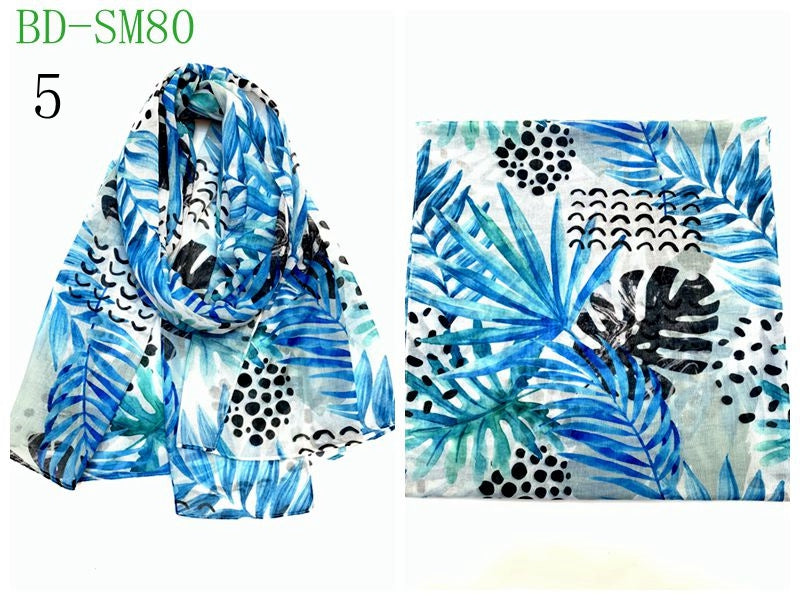 MYP049  Beach leaf print scarf