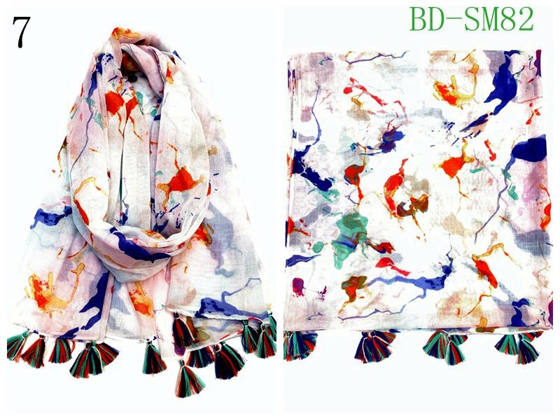 MYP049  Beach leaf print scarf