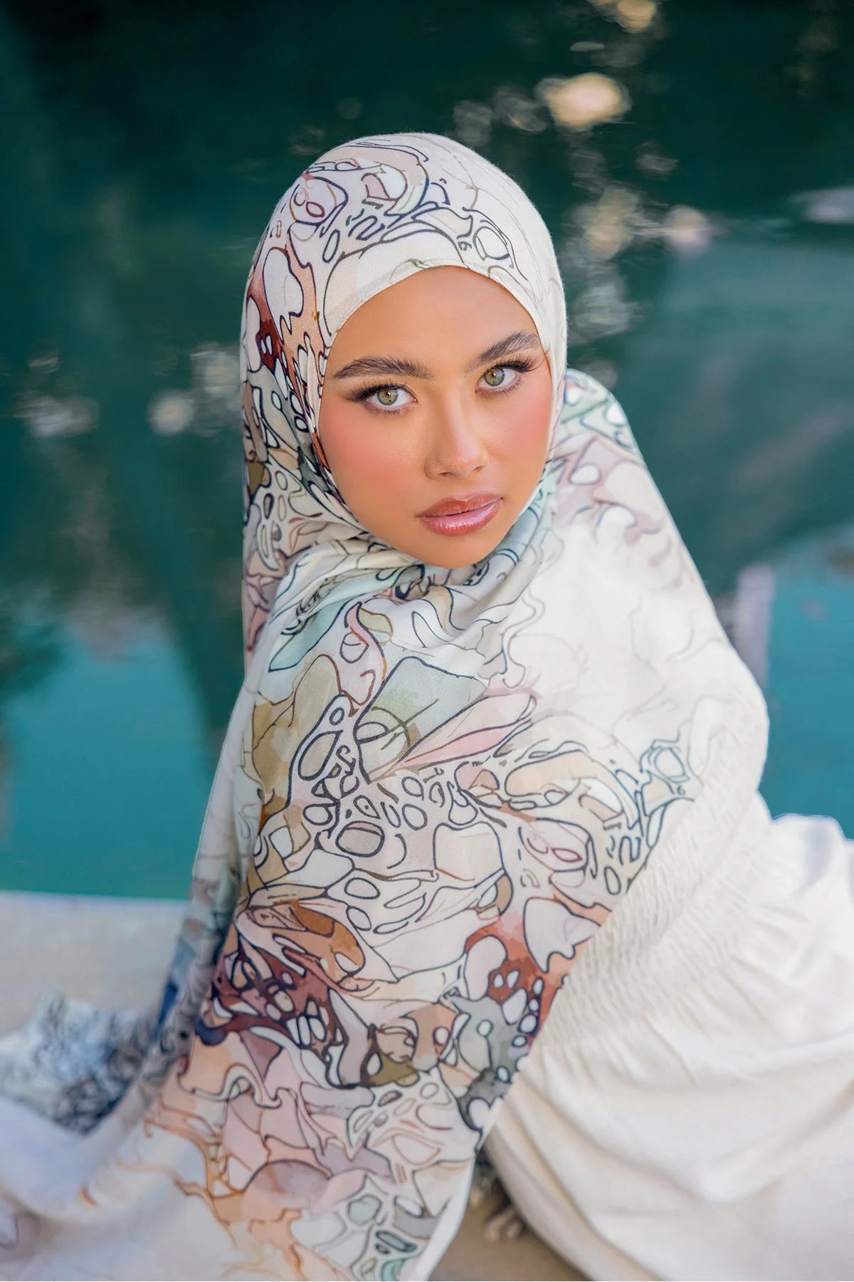 SS012  Modal Double Stitch Printed Hijab