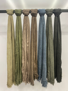 MYZ001  Textured Rayon Hijab with Tiny Fringes