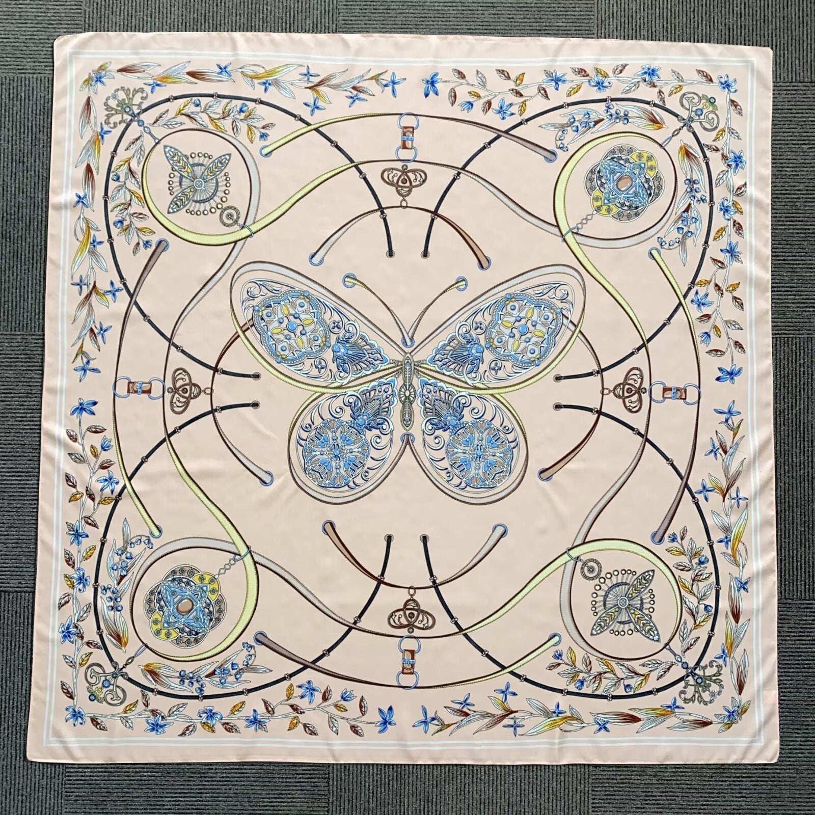 YHL002 130*130cm Printed Twill Satin Large Square Scarf