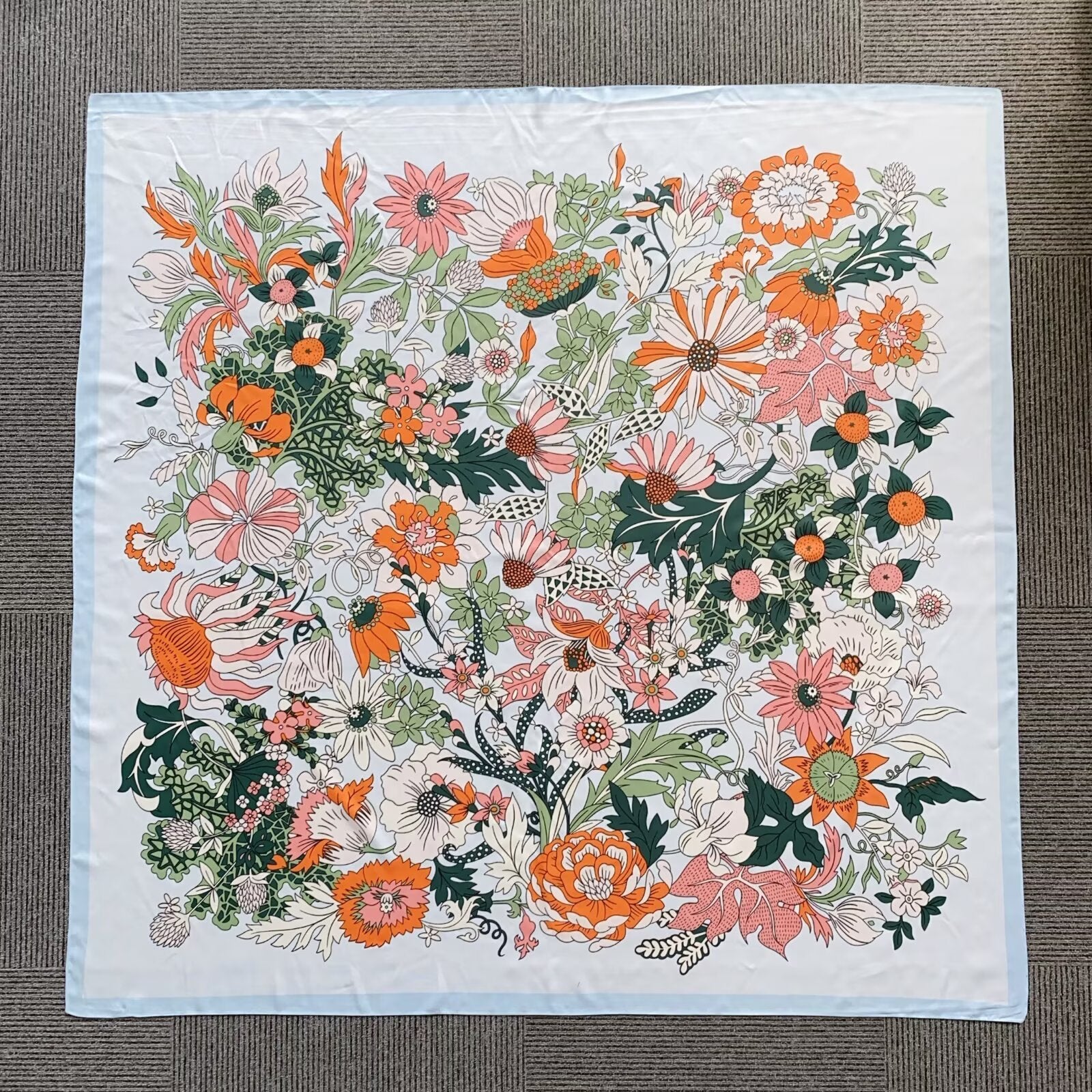 YHL002 130*130cm Printed Twill Satin Large Square Scarf