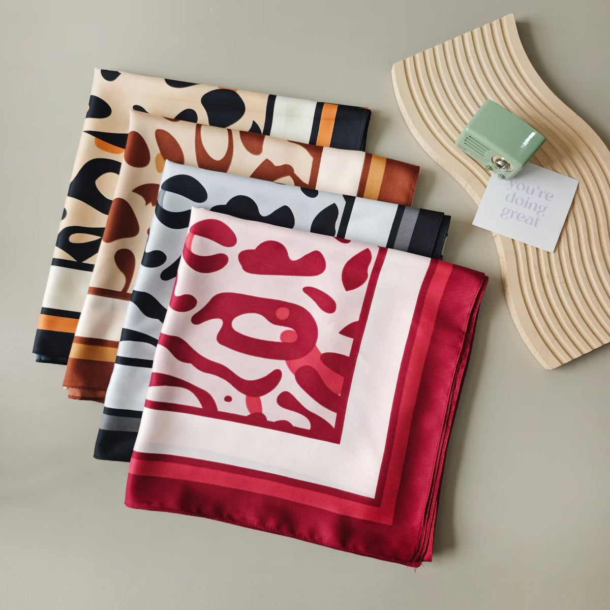 YHL002 130*130cm Printed Twill Satin Large Square Scarf