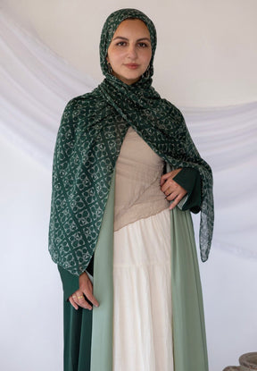 mybd04-4   Hijab -  Green Grid  hijab  hijab/tudung  printed hijab  printed scarf