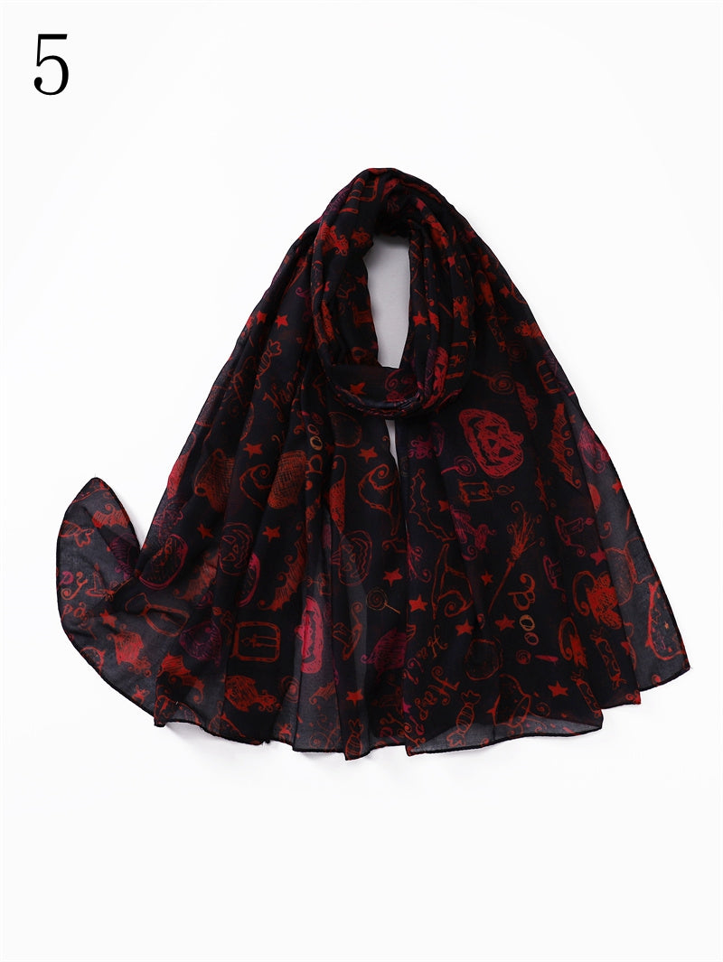 MYP021  Printed scarf Halloween pattern