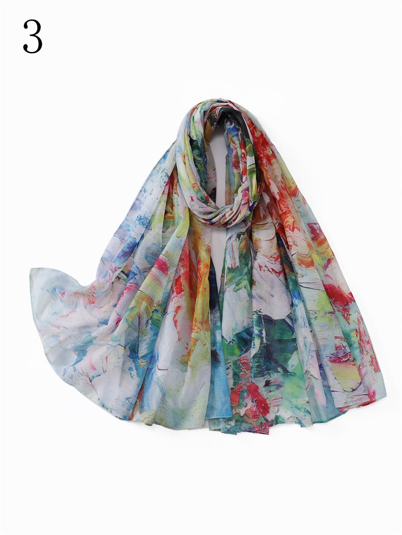 MYP030  Starry sky fringed printed scarf thin floral floral floral