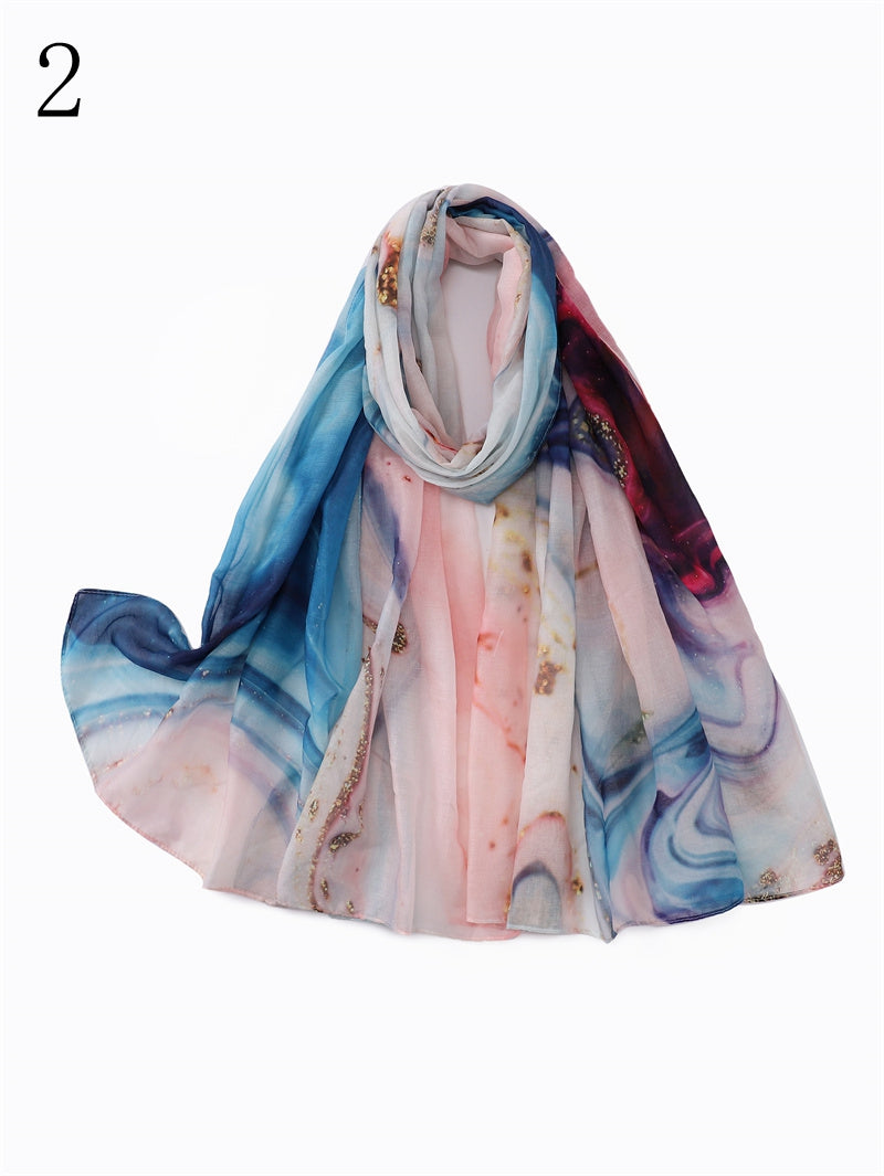 MYP025  Fashionable starry sky quicksand printed scarf