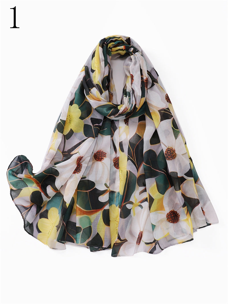 MYP024 Stylish floral print scarf Women's breathable lightweight scarf