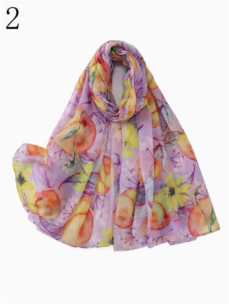 MYP024 Stylish floral print scarf Women's breathable lightweight scarf