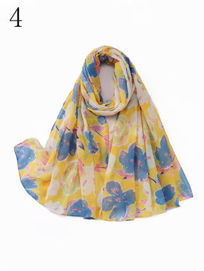 MYP024 Stylish floral print scarf Women's breathable lightweight scarf