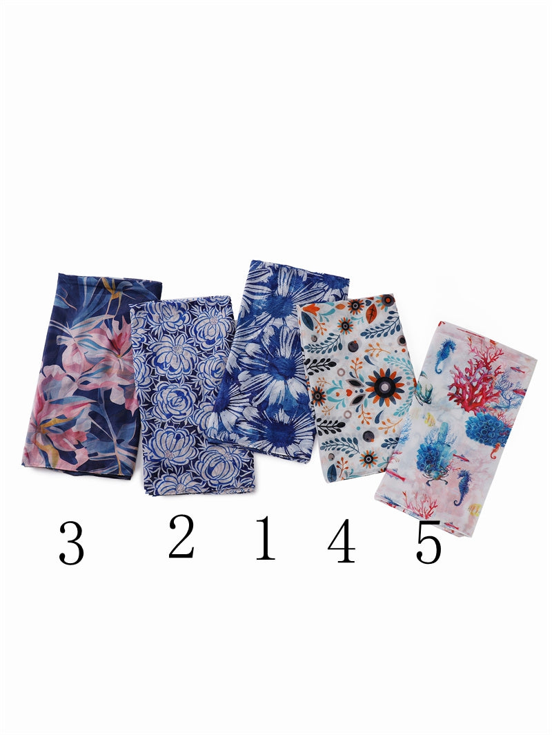 MYP023 Stylish floral print scarf Women's breathable lightweight scarf