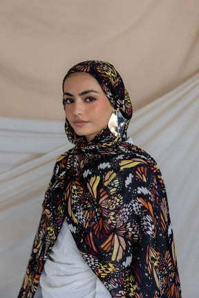 MY080 latar belakang hitam corak bedak tudung impian tudung/tudung printed tudung printed scarf