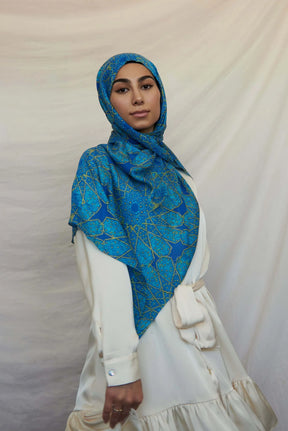 MY078 Blue and yellow star pattern hijab  hijab/tudung  printed hijab  printed scarf