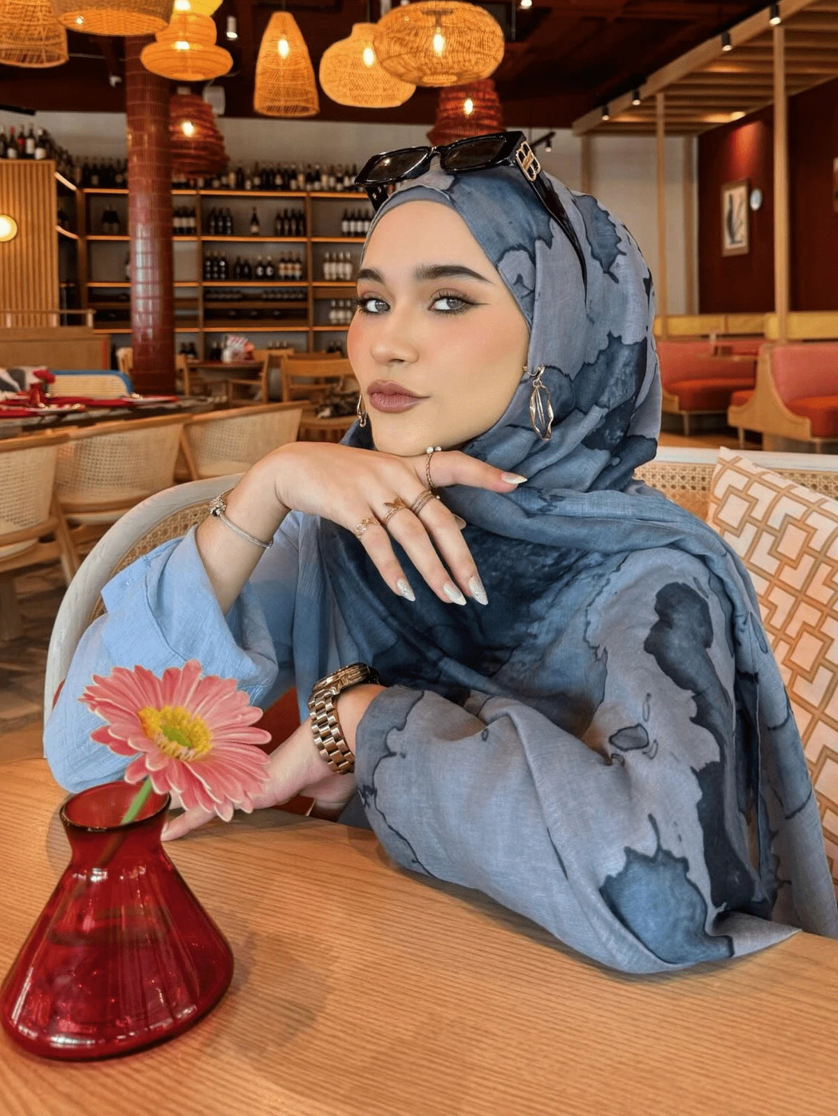 MY016  Bohemian style polyester-cotton printed hijab