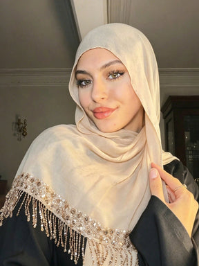 SW150  Plain Chiffon Sequin Tassel Hijab