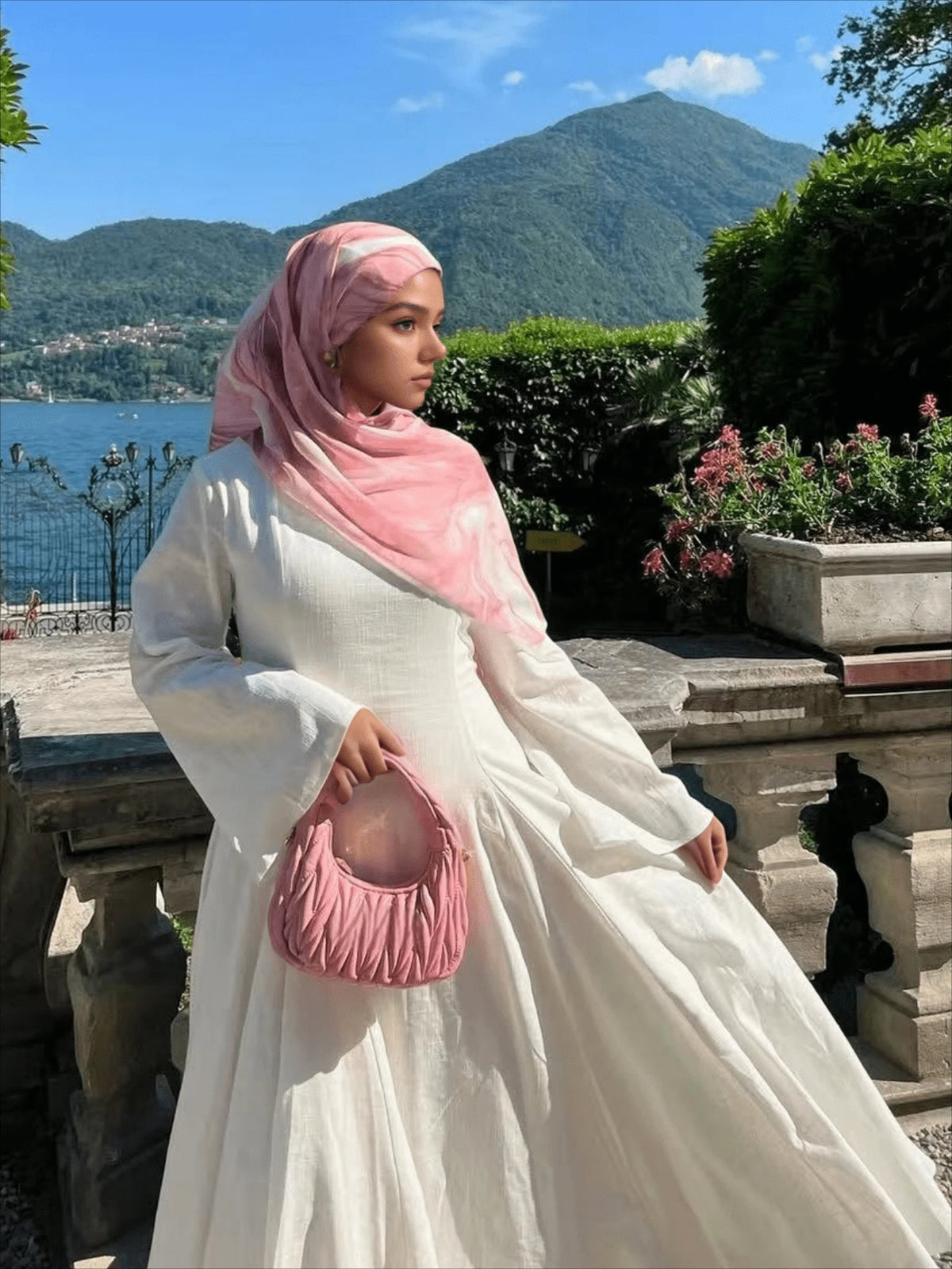 MY014  Watercolor marble modal print hijab