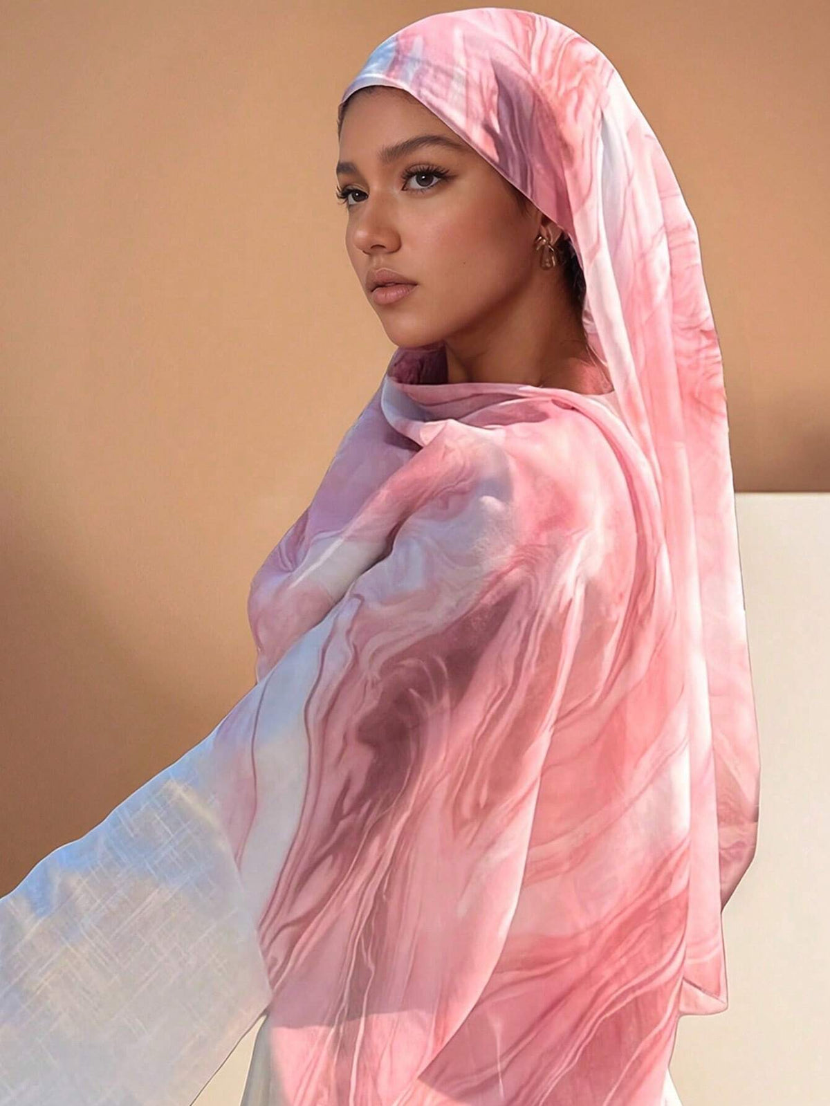 MY014  Watercolor marble modal print hijab