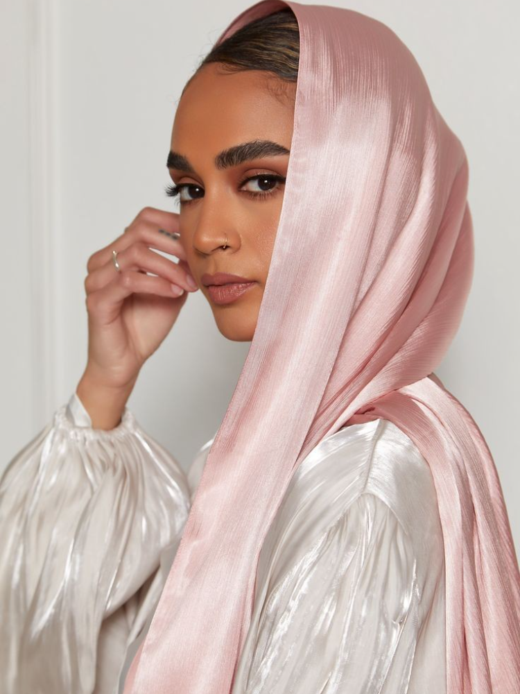 006 Satin Crinkle Plain Hijab Muslim Women