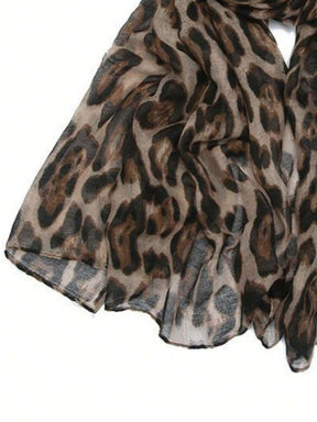MY009  Polyester lightweight breathable leopard print hijab