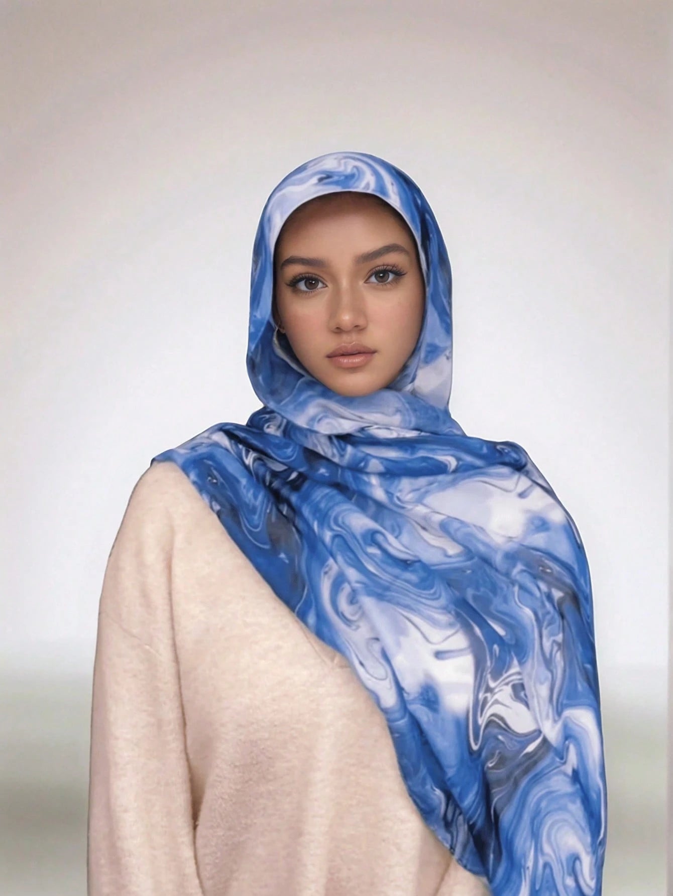 MY015  Watercolor floral print soft polyester cotton printed hijab