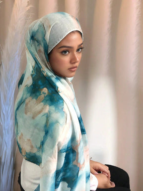 MY015  Watercolor floral print soft polyester cotton printed hijab