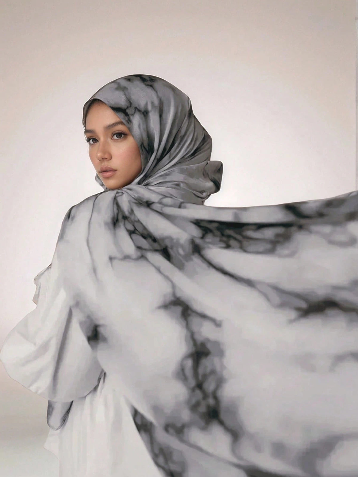 MY015  Watercolor floral print soft polyester cotton printed hijab