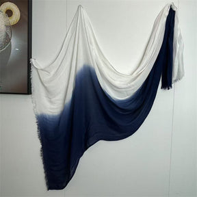 YC006  Striped Gradient Crinkled Short Tassel Printed Modal Hijab