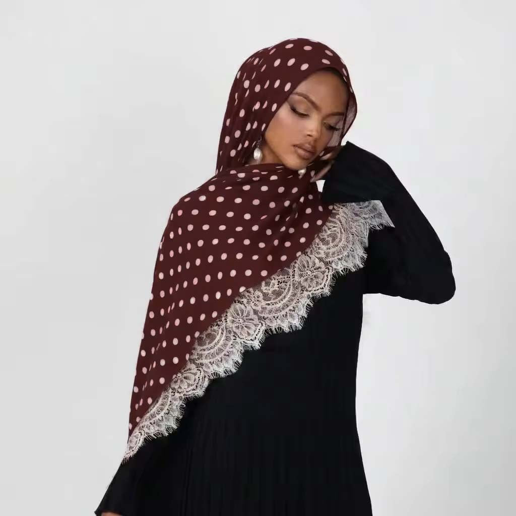 2026434  Modal double-sided print lace L-trim hijab