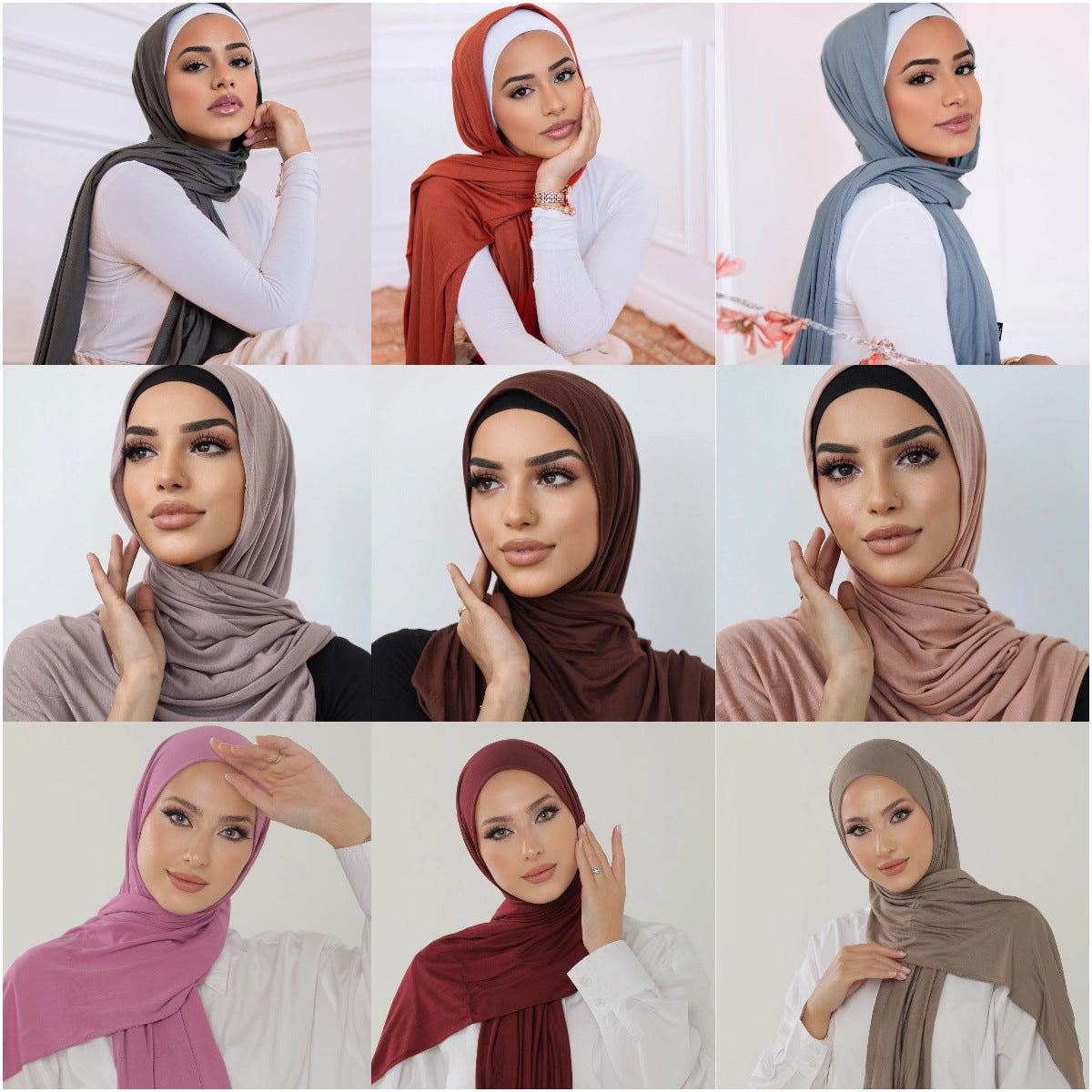 YW125 Mercerized cotton Modal jersey hijab 150G 30COLOR