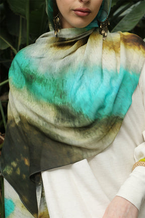 MY085 watercolor painting tudung print hijab polyester