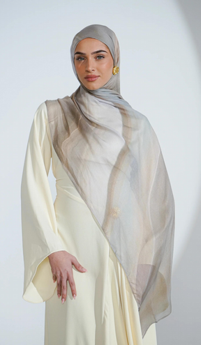 MYR002  Printed Modal Hijab – Elegantly Styled on Model