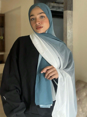 YW130 Stitching color pearl chiffon hijab