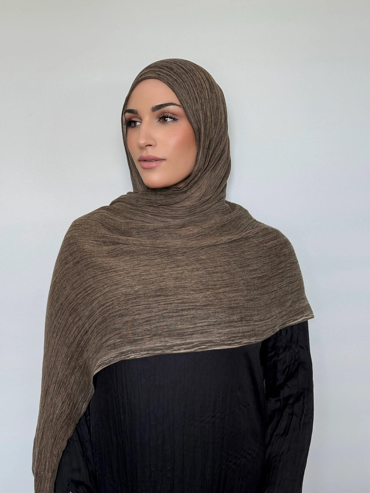 MYZ001  Textured Rayon Hijab with Tiny Fringes