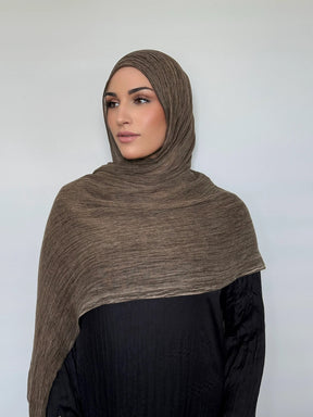 MYZ001  Textured Rayon Hijab with Tiny Fringes