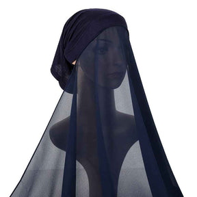 YW166  Plain Chiffon Hijab with Integrated Tube Cap