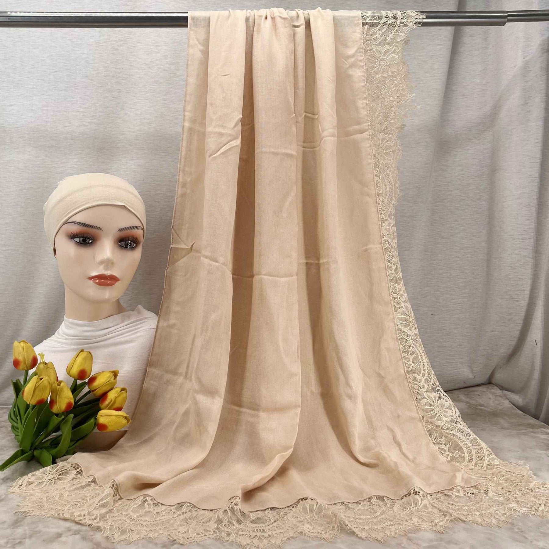 LSMDR  Elegant Plain Breathable Modal Hijab with Undercap Set - MOQ: 10 pcs/color