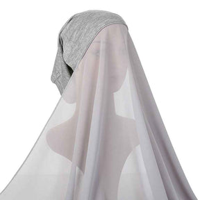 YW166  Plain Chiffon Hijab with Integrated Tube Cap