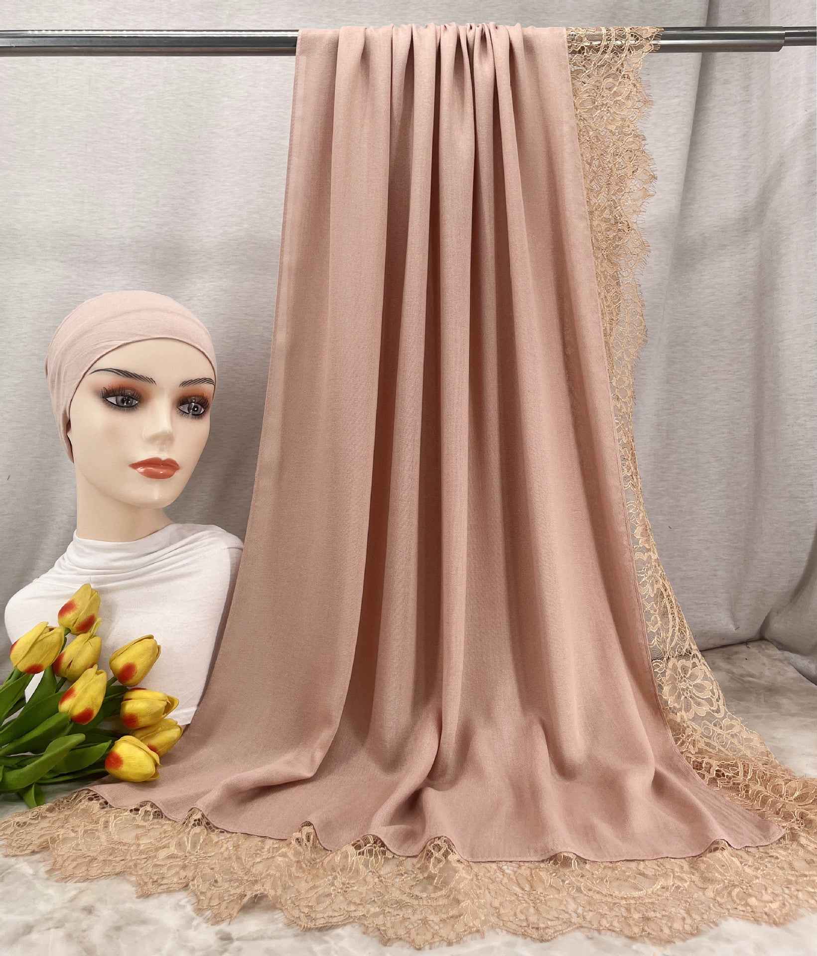 LSMDR  Elegant Plain Breathable Modal Hijab with Undercap Set - MOQ: 10 pcs/color