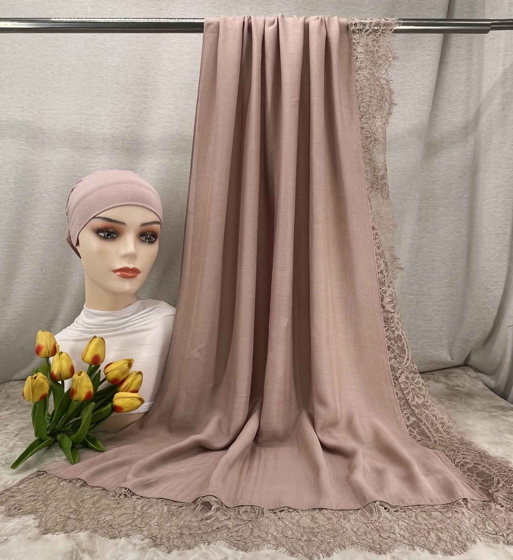 LSMDR  Elegant Plain Breathable Modal Hijab with Undercap Set - MOQ: 10 pcs/color