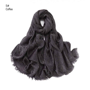 YZ112 Gold and Silver Thread Solid Color Crinkled Hijab