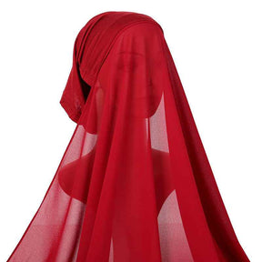 YW166  Plain Chiffon Hijab with Integrated Tube Cap