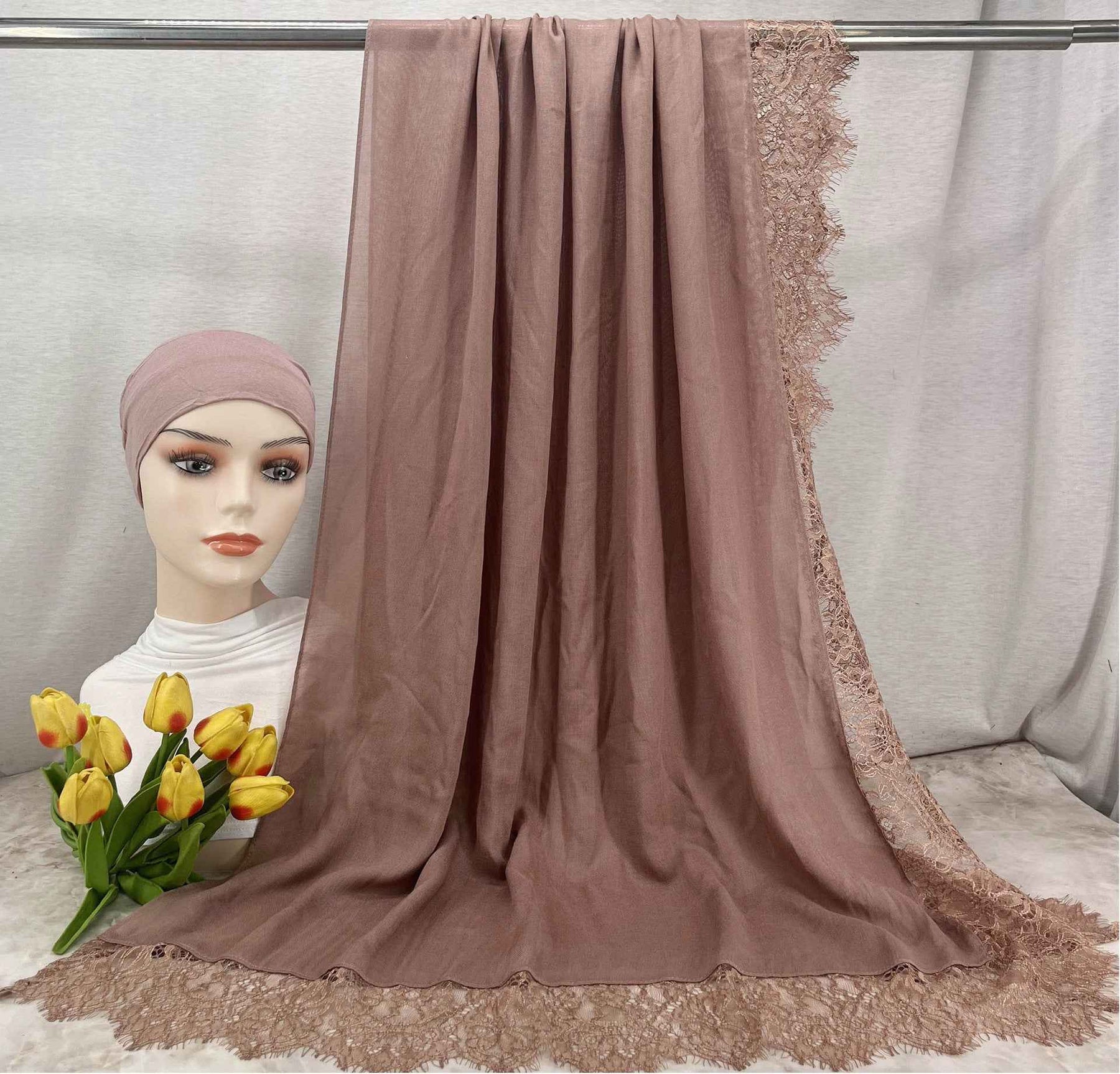 LSMDR  Elegant Plain Breathable Modal Hijab with Undercap Set - MOQ: 10 pcs/color