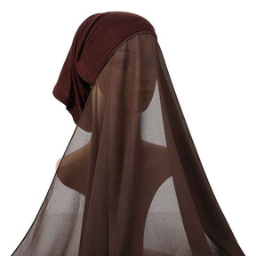 YW166  Plain Chiffon Hijab with Integrated Tube Cap