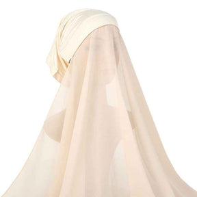 YW166  Plain Chiffon Hijab with Integrated Tube Cap