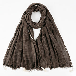 YC008  Crinkle Drawstring Polyester Fringe Tassel Hijab