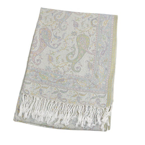 WJ046  Paisley Faux Cashmere Tassel Layering Scarf